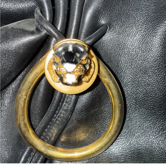 Gucci Handbags - Vintage Gucci Black Leather Bag w/Flap Closure & Enamel Tiger Head exceptional